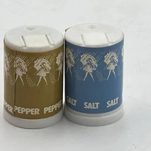 Mini Morton Salt And Pepper Shaker Vintage Umbrella Girl Advertising MCM Kitchen - Picture 1 of 5