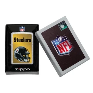 Zippo NFL Pittsburgh Steelers Helmet Street Chrome Pocket Lighter - Picture 1 of 2