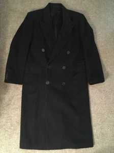 Bloomingdales The Men’s Store Black Wool Trench Coat, Size L - Picture 1 of 6