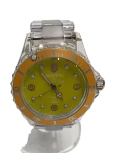 A BATHING APE BAPEX CLEAR Orange Yellow Watch Quartz Unused Mint Super Rare - Picture 1 of 5