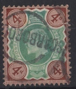 z4252) Great Britain. 1906. Used. SG 236a 4d Green & choc-brown.  Royalty. c£20+ - Picture 1 of 1