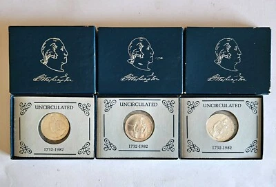 3 (three) 1982 George Washington Silver Commemorative Half - 250 Anniversary 90% - Image 1 of 2