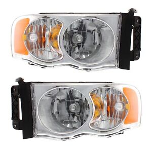 Headlight Assembly Set For 2002-2005 Dodge Ram 1500 Left and Right With Bulb