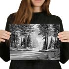 A4 Bw - Winter Trees Painting Forest Snow Poster 29.7X21cm280gsm #37733