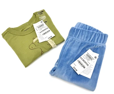 First Impressions Baby Boy 2-Piece Set Horse Motif Olive & Light Blue 18M NWT - Image 1 of 4