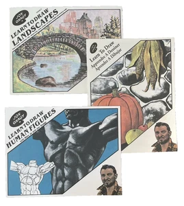 Set of 3 Vtg Jon Gnagy Learn to Draw Basics Landscapes Human Figures Booklets - Imagen 1 de 4