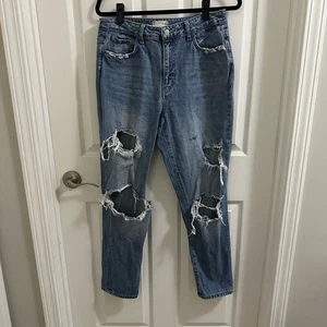 Altar'd State Vervet Blue Straight Leg Jeans Women's 29 Distressed Denim grunge - Picture 1 of 14