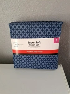 Mainstays Soft Microfiber 4 Piece Sheet Set ~ Full Size ~ Navy GEO - Picture 1 of 5