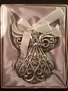 Silver Painted Resin & Rhinestone Angel Ornament IOB - Picture 1 of 7