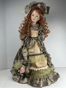 Viktorianische Porzellanpuppe Erbstück - schöne viktorianische mit Ständer rote Haare - Bild 1 von 5