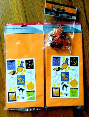 Lote de 20 Bolsas Naranja Halloween Golosinas con Pegatinas Anillos Araña Favores Fiesta Nuevo G Foto 1 de 4