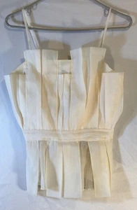 good luck gem women's tank top cream size Large pleated casual summer elegant - Picture 1 of 11
