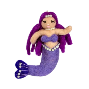 Mermaid 471351 Wild Woolies Felted Sheep Wool Ornament Purple - Picture 1 of 1