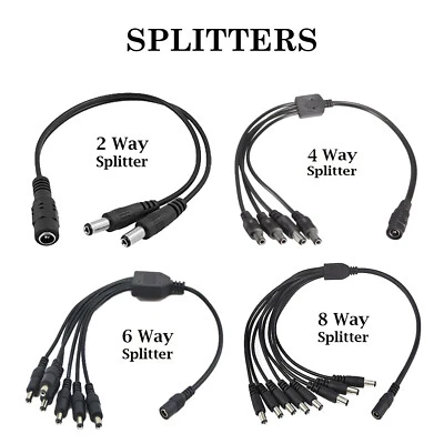 CCTV Splitter 2/4/6/8 Way Extension Cable CCTV DC Power Adapter Security Cameras - Image 1 of 4