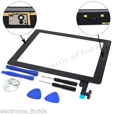 Touch Screen Digitizer Replacement For Apple iPad 2/3/4/ & Air  - Black / White - Image 1 of 4