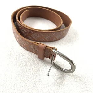 American Eagle Outfitters Belt Women’s M Tan Tooled Embossed Floral Boho Western - Picture 1 of 5