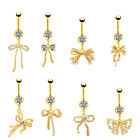 Fashion Zircon Bow Navel Ring Ornament Belly Button Piercing Barbell Pendant _co