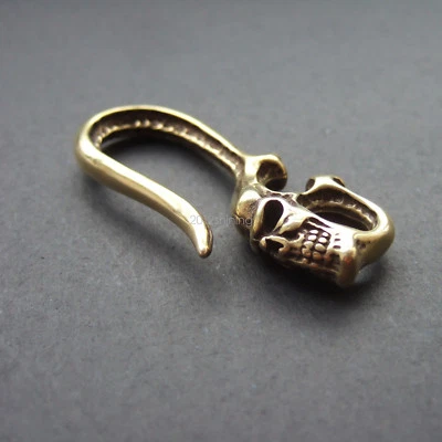 Solid Brass Key Chain Classical Skull U hook clip Fob Ring Wallet Punk - Image 1 of 4