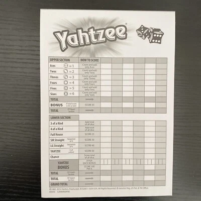 Yahtzee Classic This Is How We Roll TARJETA DE PUNTUACIÓN DE REPUESTO piezas 2012 (70+ páginas.) Foto 1 de 3