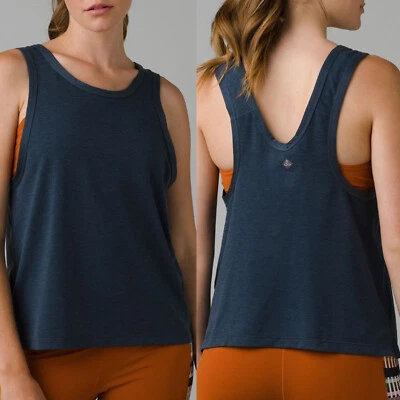 Prana Tank Top Women Medium Nautical Blue Relaxed Workout Gym Running Athleisure - Image 1 of 4