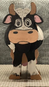 COUNTRY KITCHEN HOLSTEIN COW STANDING WOODEN DECOR - Picture 1 of 12