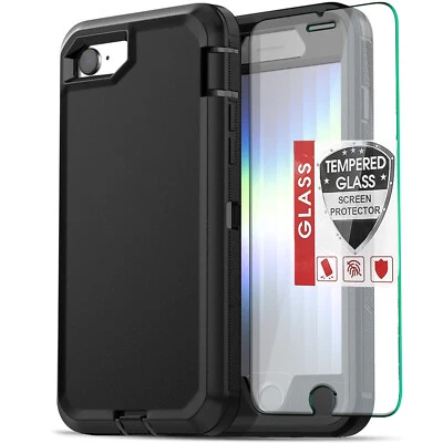 For iPhone SE 8 7 Plus 6S Case Phone Cover Shockproof Heavy Duty + Screen Glass - Image 1 of 4