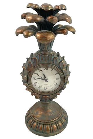 Antiqued Bronze Resin Pineapple Quartz Desk Table Shelf Clock Cover