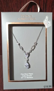 Collana Believe by Brilliance placcata argento zirconi 18" + 2" NUOVO - Foto 1 di 1