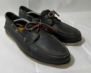 Timberland Hombres EE. UU. 13 Azul Marino Cuero Liso Clásico 2 Ojos Barco Zapatos 74036 - Imagen 1 de 5
