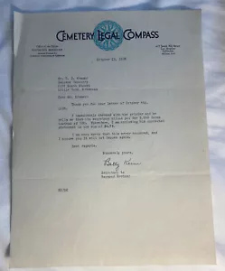 Vintage 1936 Cemetery Legal Compass Letterhead Correspondence Paper Ephemera - Picture 1 of 3