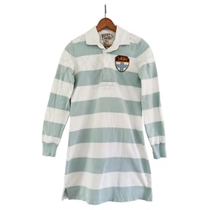 RUGBY RALPH LAUREN Rugby Camisa Vestido Aqua Blanco Rayas Algodón Tejido Manga Larga M - Imagen 1 de 11