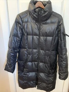 S 13/NYC Black Nylon Long Down Puffer Winter Jacket Size L - Picture 1 of 8