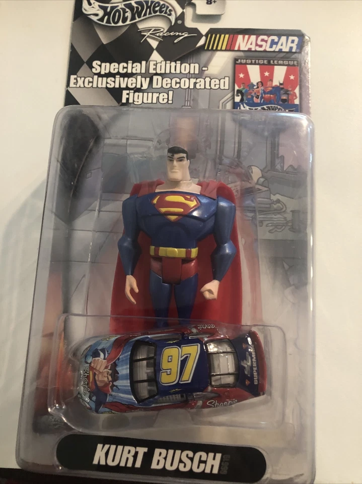 2004 Hot Wheels Kurt Busch #97 Sharpie Superman Justice League Figure & 1 64 Car