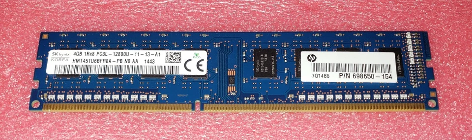 Hynix | 4GB 1Rx8 PC3L-12800U Desktop Memory RAM | HMT451U6DFR8A-PB | Tested USA! - Image 1 of 2