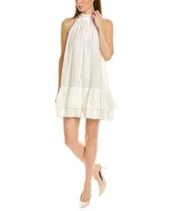 Alicia + Olivia Erna Mini Dress Medium White Chiffon Halter Neck Summer Party - Picture 1 of 11