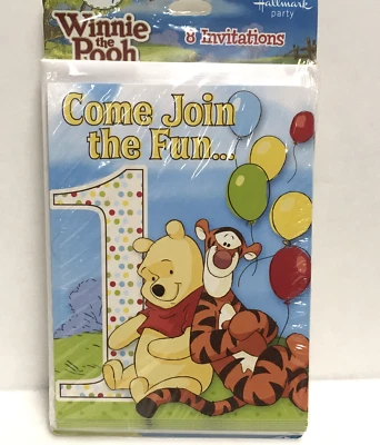 Winnie the Pooh Invitaciones de Cumpleaños Ven a Únete a la Diversión 1-8ct Cumpleaños Nuevo en Paquete Foto 1 de 2