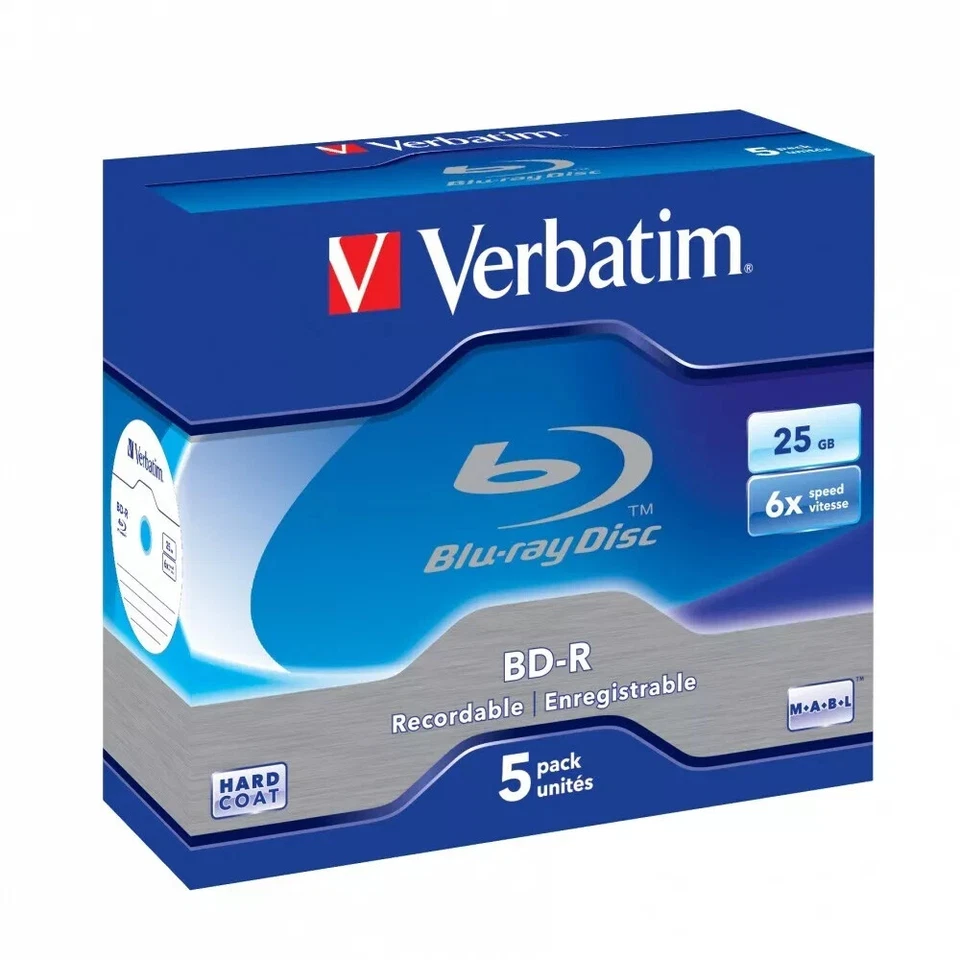 Verbatim 43715 BD-R Single Layer 25GB 6X White Blue 5 Pack-promo - Image 1 of 1