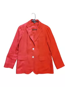 Lauren Ralph Lauren Blazer Jacket Women's 8 Red Linen Two Button Colorful Bright - Picture 1 of 4