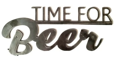 Metal Time for Beer 18" Metal Plasma Corte Letrero Arte Alcohol Bar Divertido Foto 1 de 3