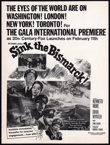 SINK THE BISMARCK!__Original 1960 Trade print AD / Premiere promo__KENNETH MORE - Picture 1 of 1