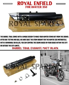 Royal Enfield "BARREL TRAIL EXHAUST, MATT BLACK" For HUNTER 350 - Picture 1 of 16