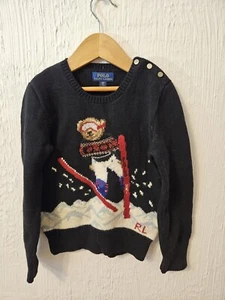 POLO RALPH LAURENSweater kids Polo Ralph Lauren bear on skis 88% Cotton 10%... - Picture 1 of 18