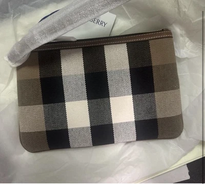 Burberry Peyton Clutch Wristlet Pouch House Check Canvas New - Image 1 of 4