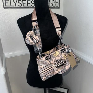 NWT Steve Madden Linen Pink Multi Floral Crossbody Removable Strap Boho $88 - Picture 1 of 16