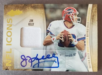 2010 Panini NFL ICONS Jim Kelly Jersey Patch AUTO /25 Buffalo Bills #15 - Image 1 of 2