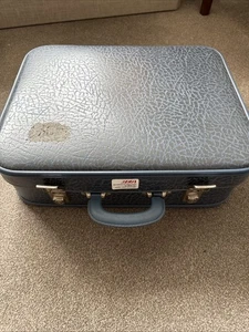 Vintage Blue SPARTAN Suitcase Travel Luggage 60s Prop Storage Carrier Hard Case - Picture 1 of 7