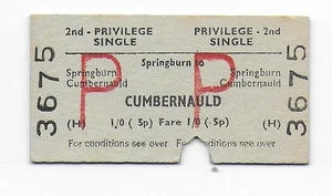Railway Ticket BR Springburn to Cumbernauld 2nd Class Privilege Single Edmondson - Picture 1 of 1