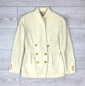Jil Sander + Vintage 80s West Germany Wool White Double Brasted Blazer Womens 38 - Picture 1 of 13