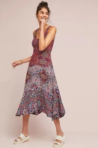 Anthropologie Maeve Violette Dress size 6 Original $148 Floral Colorful Maroon - Picture 1 of 14