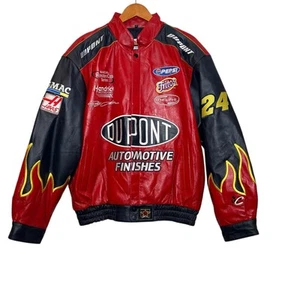Jeff Gordon Chase Authentics XL Vintage Y2K 90's Leather Jacket Flames JH Design - Picture 1 of 15